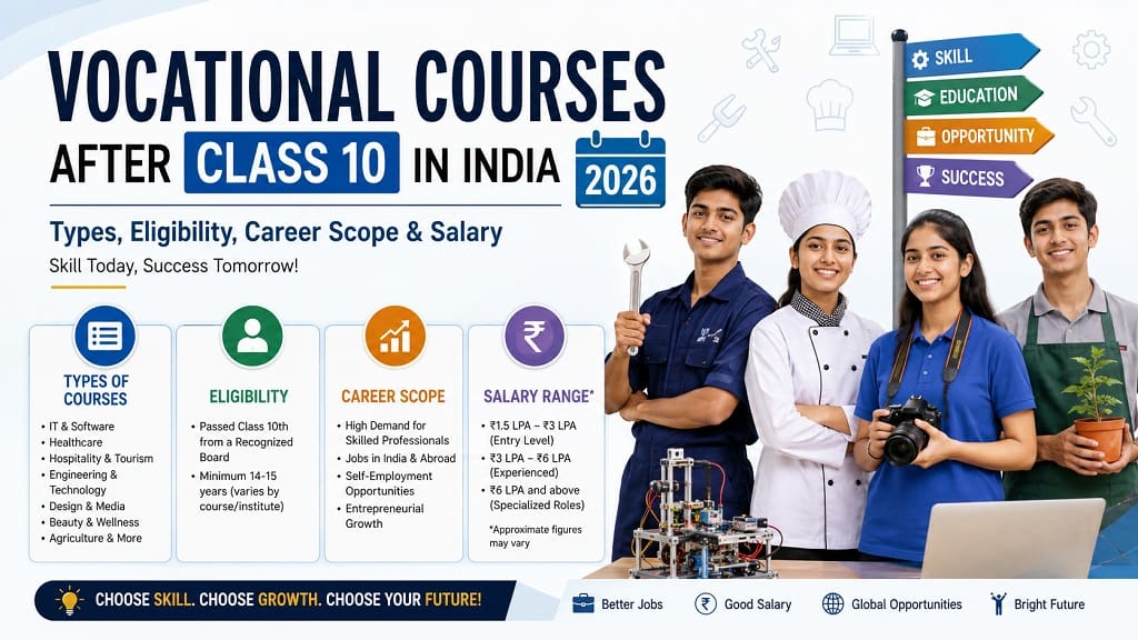 Vocational courses after Class 10 India 2026 — career options and salary guide