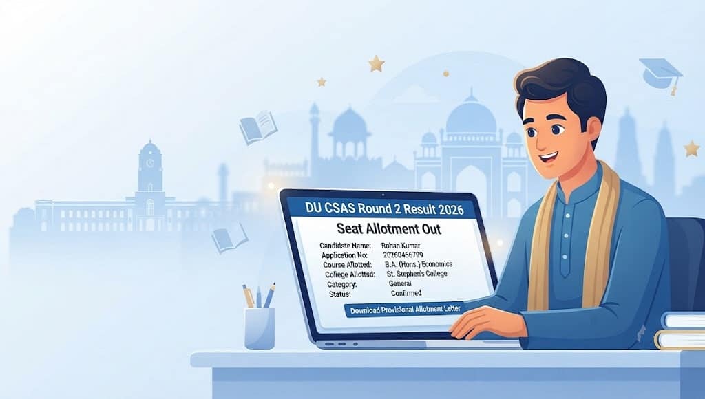DU CSAS UG 2026 Round 2 seat allotment result and fresh allotments declared