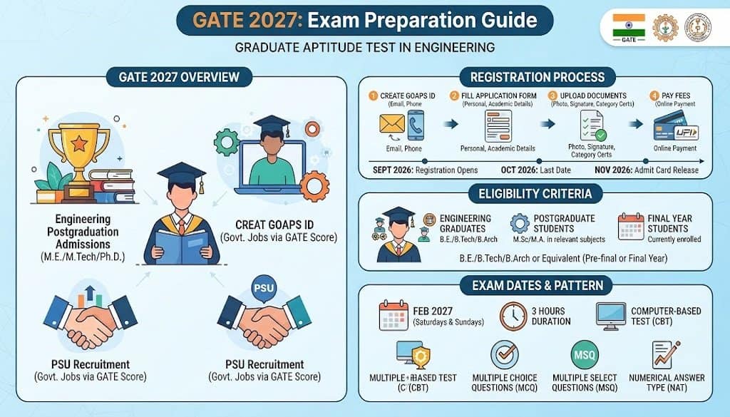 GATE 2027 exam registration and eligibility guide illustration for engineering students
