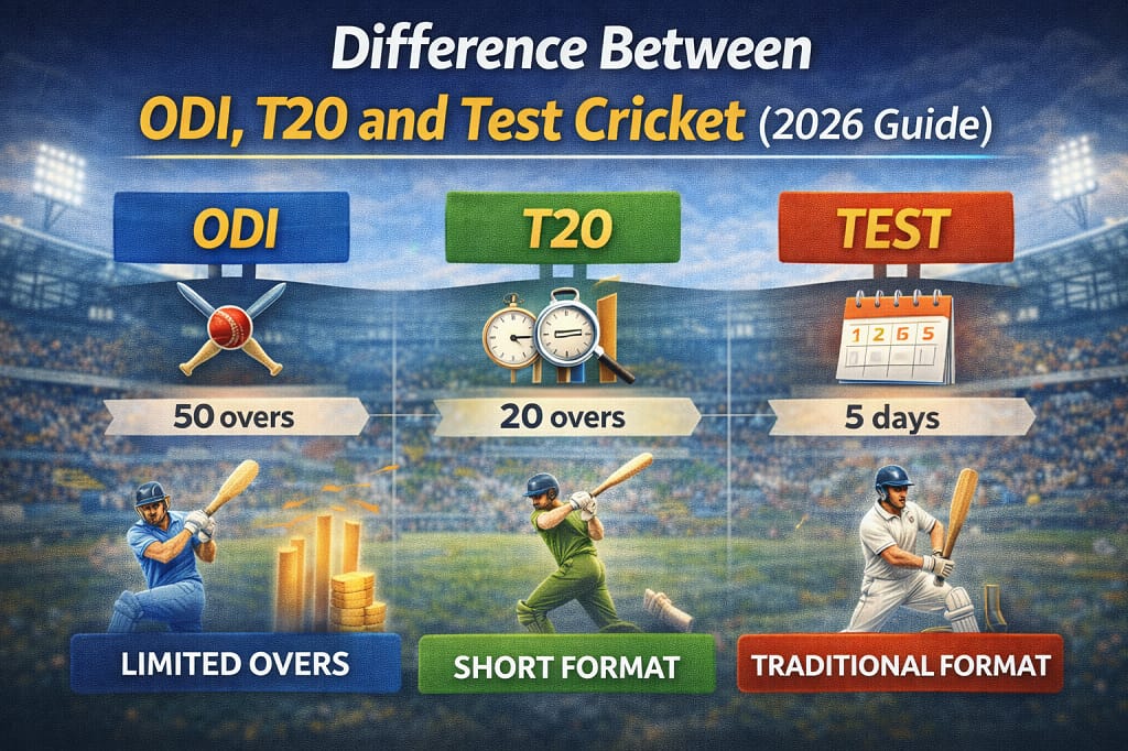 Difference Between ODI T20 and Test Cricket
