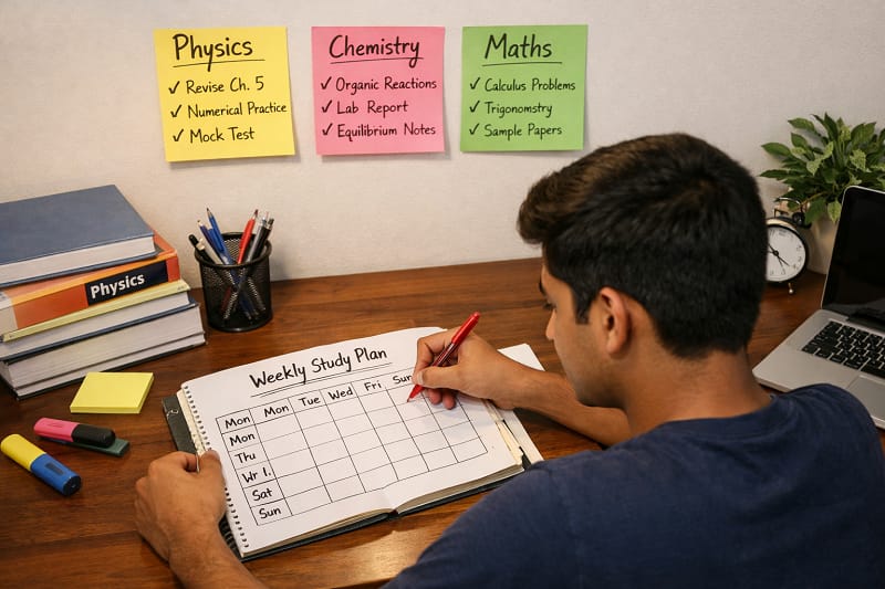 Class 12 science student creating a study plan